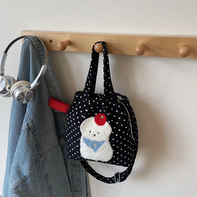 

Corduroy Dots Embroidery Crossbody Bags Versatile Commuting Design Women's Handbags 2026 Fashion Printing Cute Bags for Women