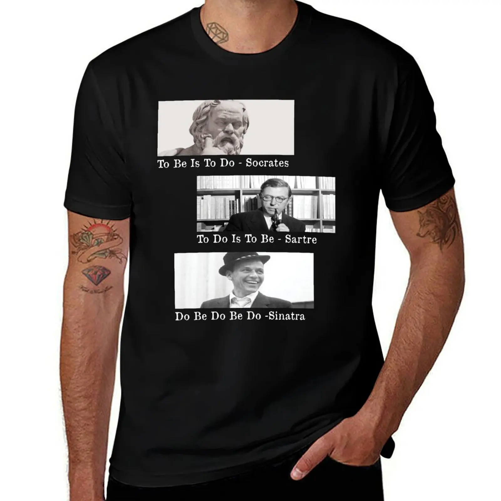 Socrates, Sartre, Sinatra - Do Be Do Be Do T-Shirt Work Short Sleeve Cotton Top