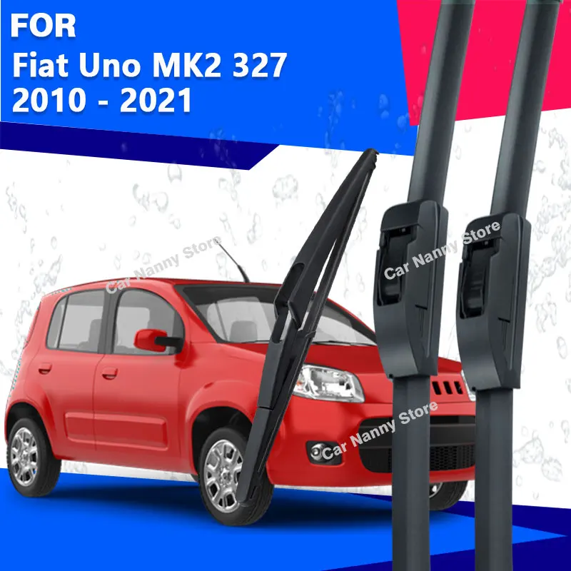 Plumas Limpiaparabrisas Delanteras y Traseras para Fiat Uno MK2 327 2010-2021, Accesorios para Parabrisas, Limpiaparabrisas para Auto 2020 2019 2018 2017 2016 2015 2014