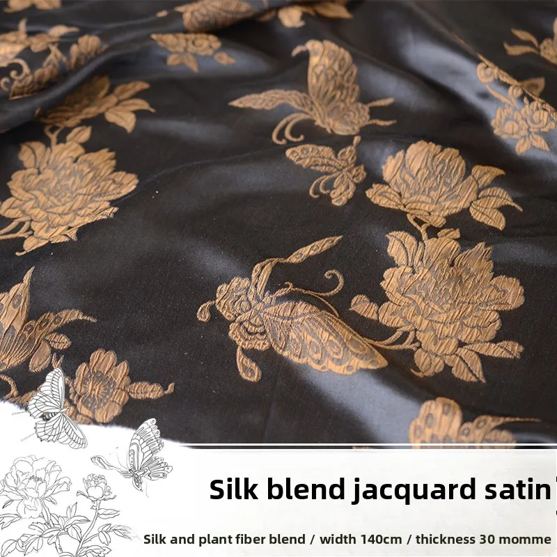 

Mulberry Silk Blend Jacquard Satin Fabric for DIY Sewing Handmade Dress Shirt Clothing Fashion Designer Fabrics Material Cloth