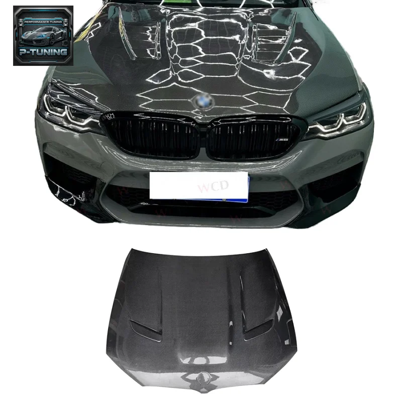 

New for BMW F90 M5 LCI Sedan 4-Door 2018-2023 Dry Carbon Fiber Engine Hood with Front Hood Bonnet Vent Cover Car Accessories
