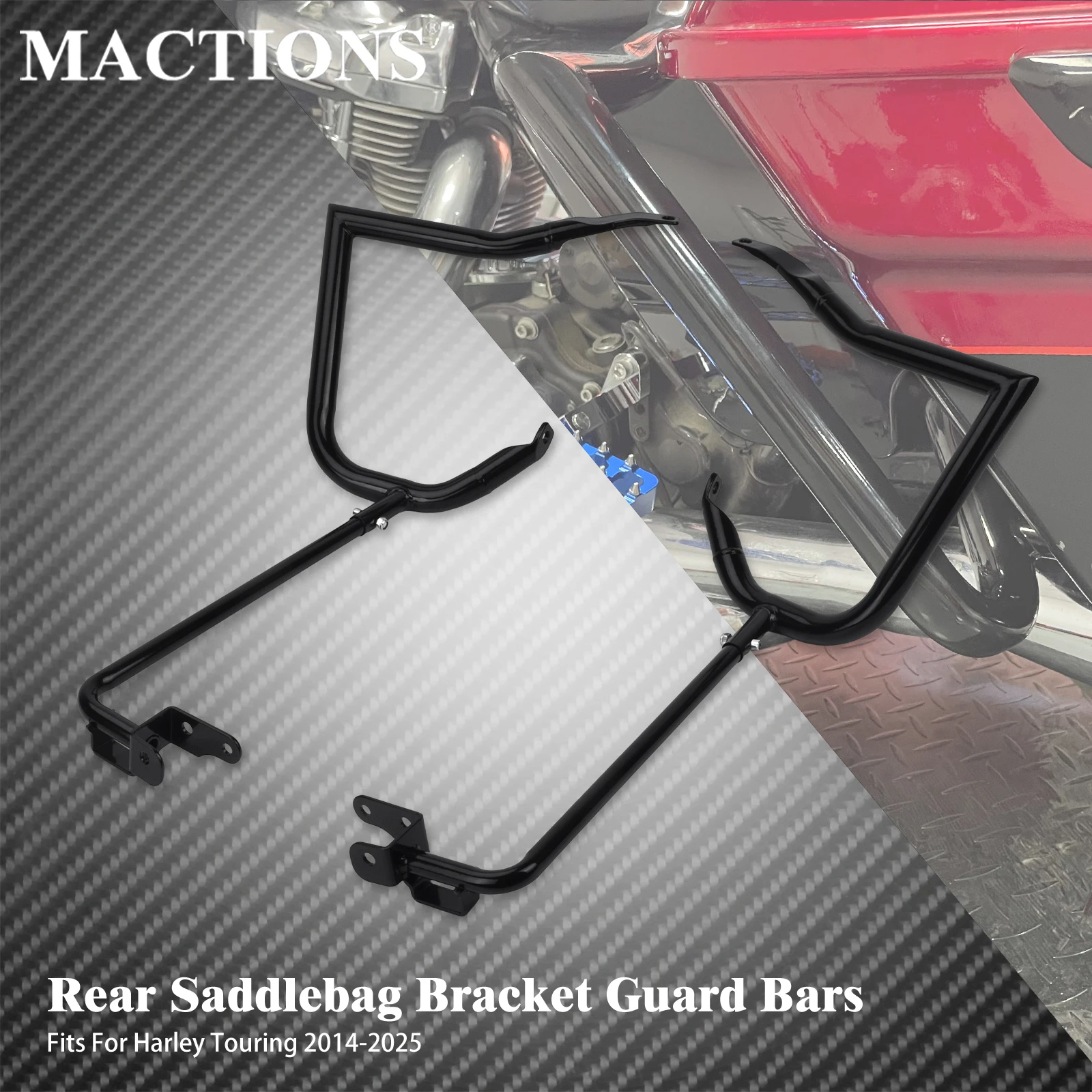 

Motorcycle Rear Saddlebag Bracket Guard Bars Support Bar Kits For Harley Touring Road King Street Electra Glide Road Glide 14-25