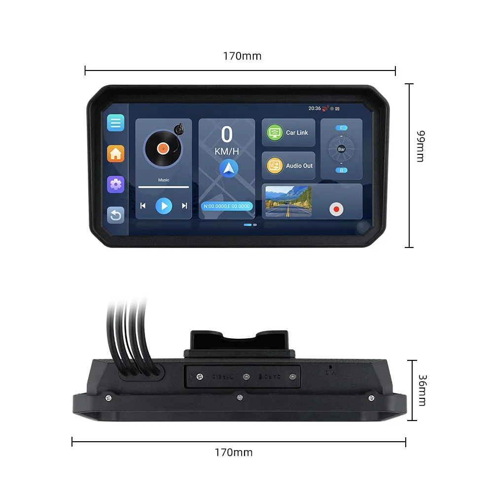New Motorcycle Carplay Android 14 Front Gc2053 Ahd Tpms Waterproof Maximum 256gb 6 Inch M23+DVR+TP