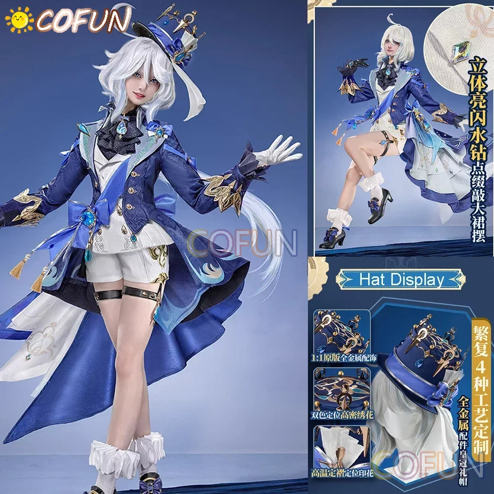 

COFUN Game Genshin Impact Fontaine Furina Cosplay Costume Halloween Gorgeous Outfits Anime Costume Women Furina Wig