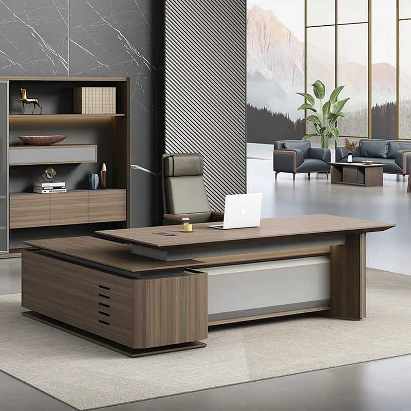 ✗x Modern Wooden L-shaped Executive CEO Boss Desk Large Office Computer Desk^