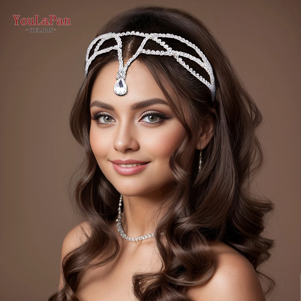 

TOPQUEEN Wedding Bridal Headband Drill Chain Wedding Hair Accessories Handmade Bride Headpiece for Party Bridesmaid Gift HP556