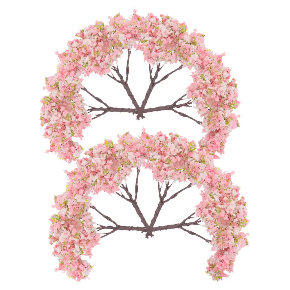 

8pcs Miniature Cherry Blossom Trees Simulation Plant For Sand Table Landscape Train Track Scenery Artificial Tree Ornament Mini