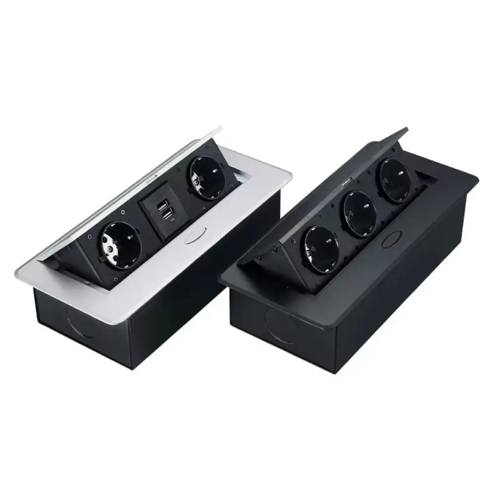 embedded-eu-socket-desk-socket-usb-charging-3‑outlet-hidden-socket-slow-rise-16a-10a-desktop-outlet-electrical-charging-station