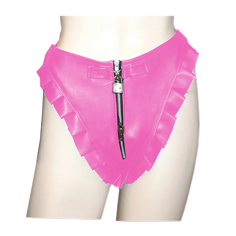 رجل سيسي قابل للقفل سراويل مثلي الجنس السروال براءات الاختراع والجلود سراويل بوكسر سيسي مثير سراويل سستة المنشعب المثيرة الملابس الداخلية S-7XL #3