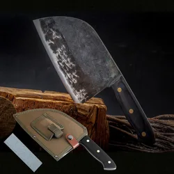 TJ POP Handmade Forged Chef Knife Full Tang Serbian Knife High Carbon Stainless Steel Butcher Cleaver Knife for Meat Vegetables