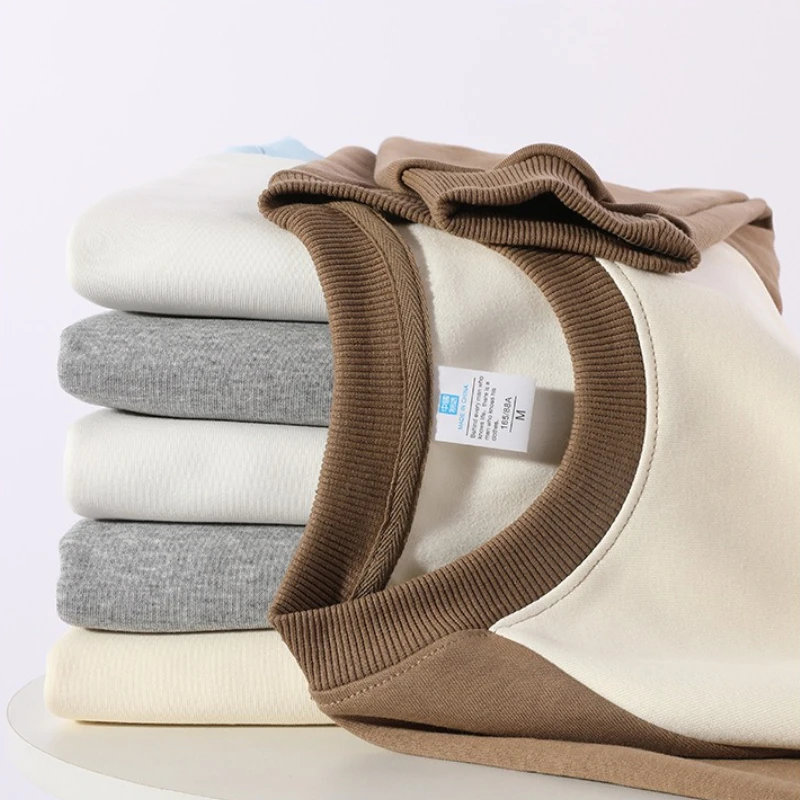 

320g Cotton Blend Round Neck Raglan Sweatshirt Unisex Casual Loose Fit Outerwear Color Block Drop Shoulder Long Sleeve Top