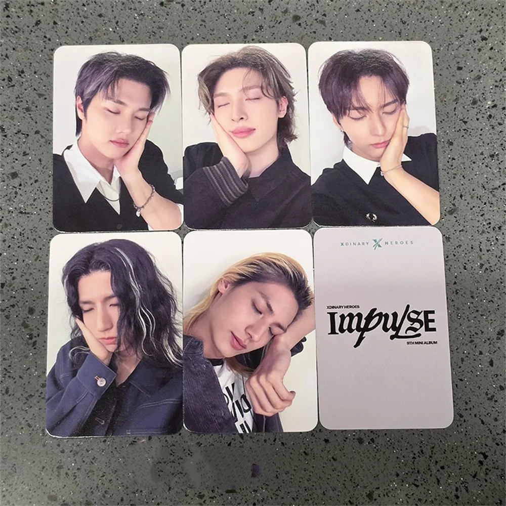 5Pcs/Set Cosplay Xdinary Heroes IMPULSE HD Photocards Double Sides Glossy LOMO Cards JUNGSU GAON O.DE JUNHAN JOOYEON Fans Gift