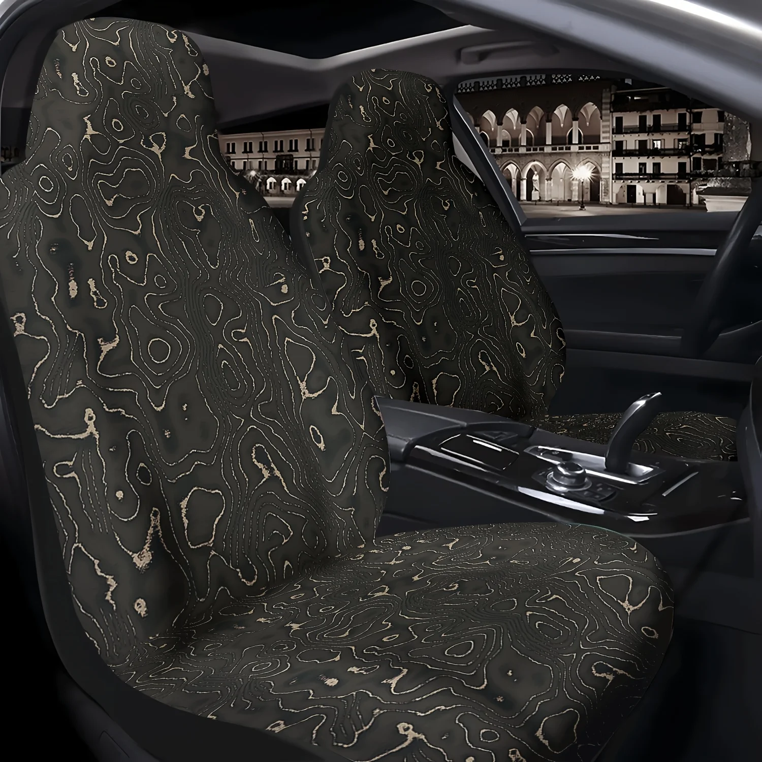 Set Of 2 Abstract Textured Car Seat Covers, Cute Interior Seat Additions For Front Seats, Suitable For Cars, Trucks, Vans, Suvs,