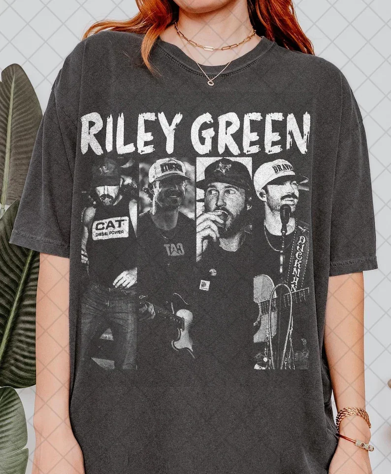 Summer Green Clothing - Kaus Penggemar Grafis Vintage Riley Green