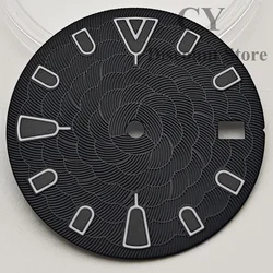 NH35 Watch Dial 28.5mm Black Watch Dial Green Luminous fit NH35 Movement fit 3/3.8 o'clock crown ﻿