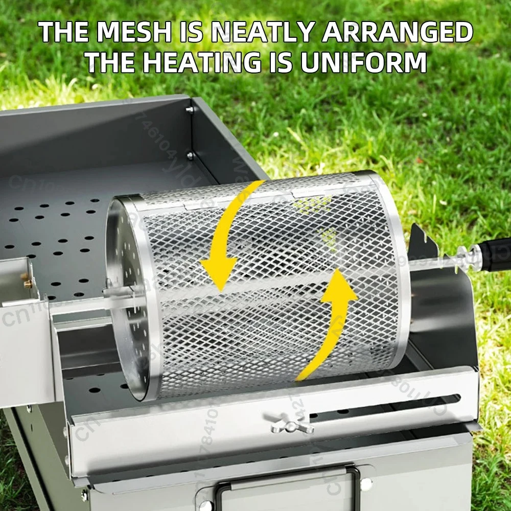 

Круглая корзина-гриль для барбекю, автоматическая вращающаяся цилиндрическая сетка для гриля, для кемпинга