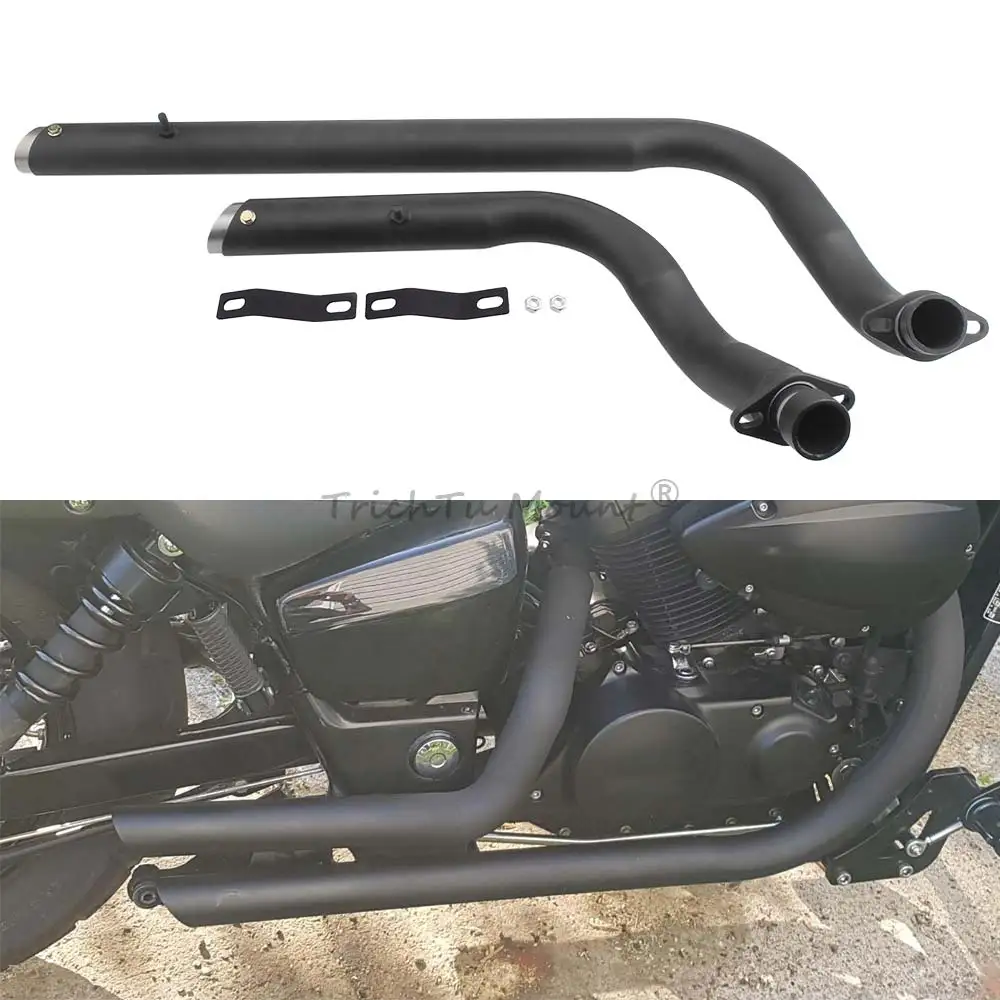 Exhaust Pipes Compatible With Honda Shadow Ace Vt750 High Quality Stainless Steel Matte Black Motorcycle Complete Exhaust System