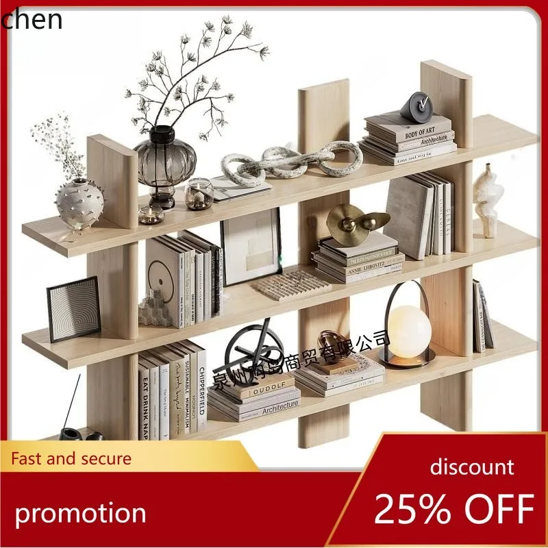 

HT Lacquered Bookshelf Solid Wood Dona Bookcase Integrated Wall Display Cabinet Minimalist Style Display Cabinet