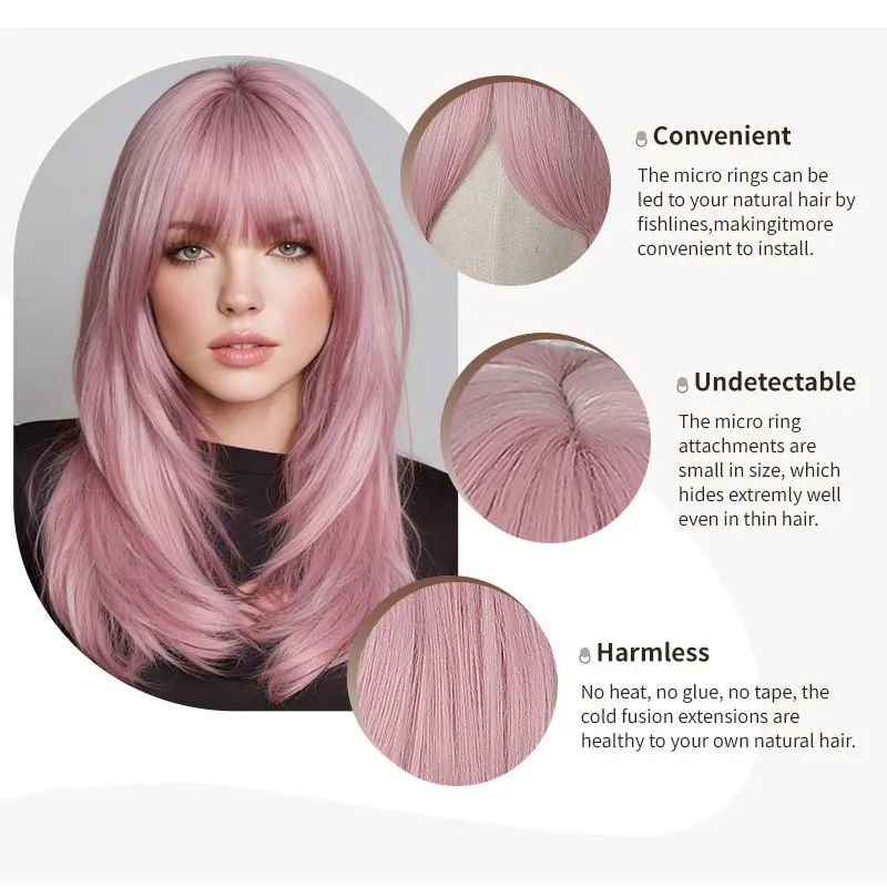 JOVIA Layered Medium Long Wig With Bangs Heat Resistant Synthetic Natural Straight Wigs For Women Cosplay Part On Clearance Sale