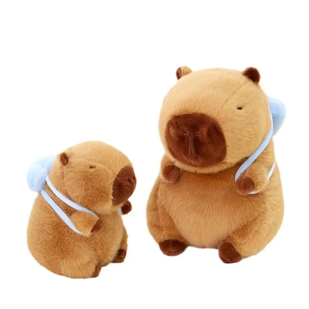 Com concha mochila capivara brinquedo de pelúcia simulação pano boneca capibara anime brinquedo fofo verão dos desenhos animados capivara boneca de pelúcia