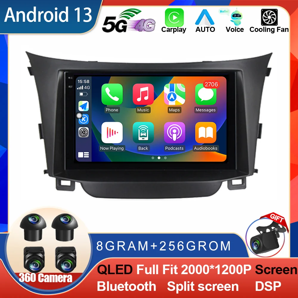 

Android 13 For Hyundai I30 Elantra GT 2012 - 2016 Car DVD Player 2 Din Car Radio GPS Stereo Multimedia Audio Carplay AUTO WIFI