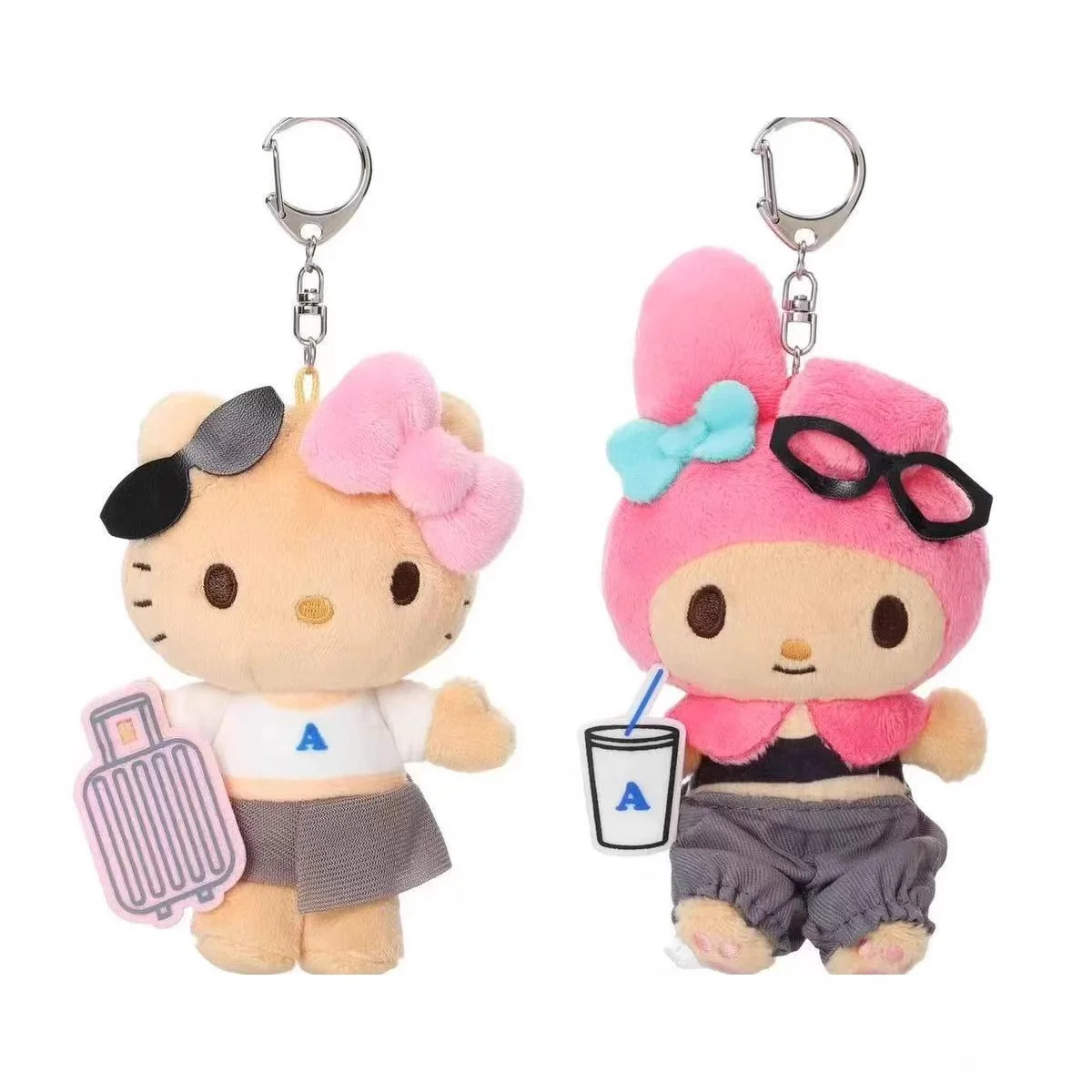 

Hello Kitty Melody, дорожная сумка для багажа, подвеска, плюшевая игрушка, брелок, сумка, подвесная креативная черная кожаная серия, подарок для девочек