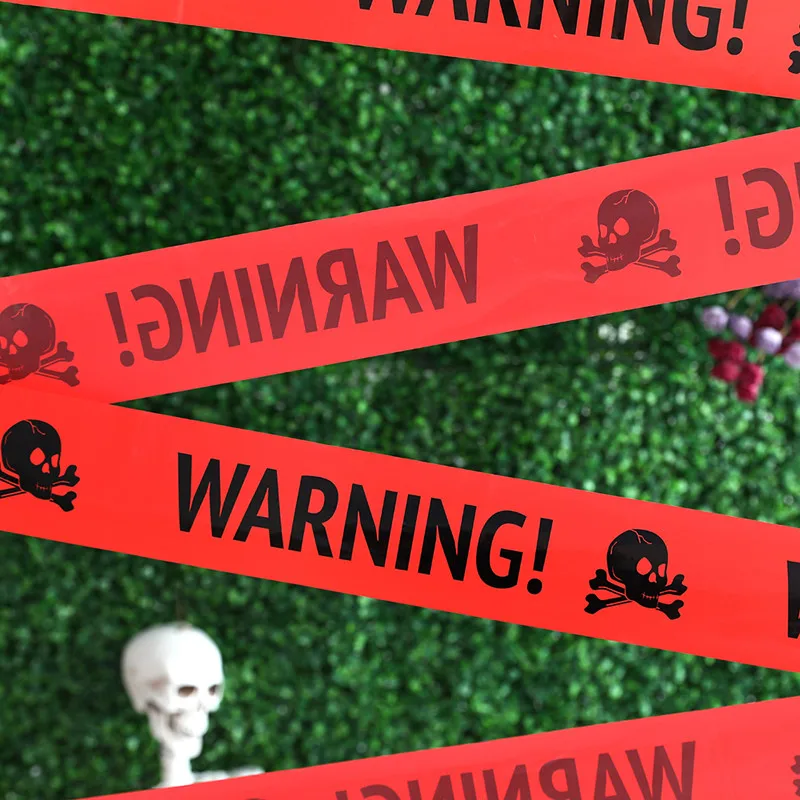 2pcs/set Halloween Warning Tape Sign Halloween Props Window Props Party Danger Warning Line Halloween Decorations for Home Door