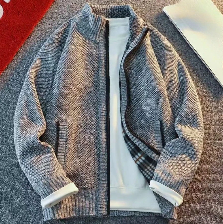 

Winter Thick Mens Knitted Sweater Coat 2023 Men Long Sleeve Cardigan Fleece Full Zip Male Causal Plus Size Clothing for Autumn