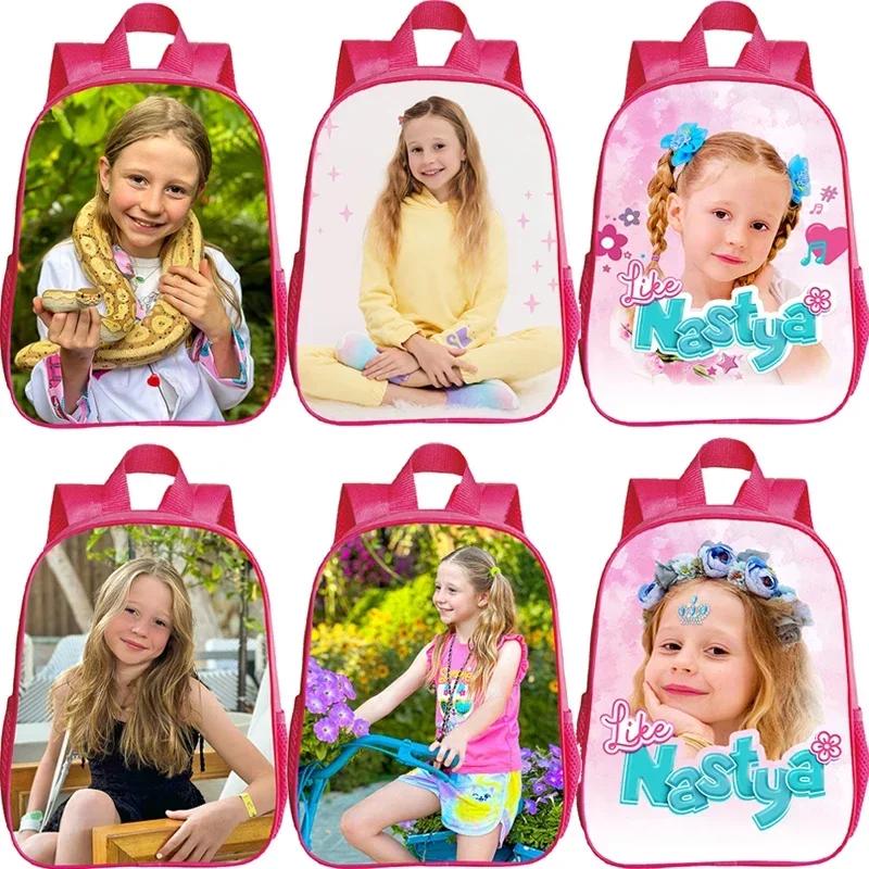 

Like Nastya Print Kindergarten Bag Kids Pink Backpacks Toddler Cute Bookbag for Preschool Girls Waterproof School Bags