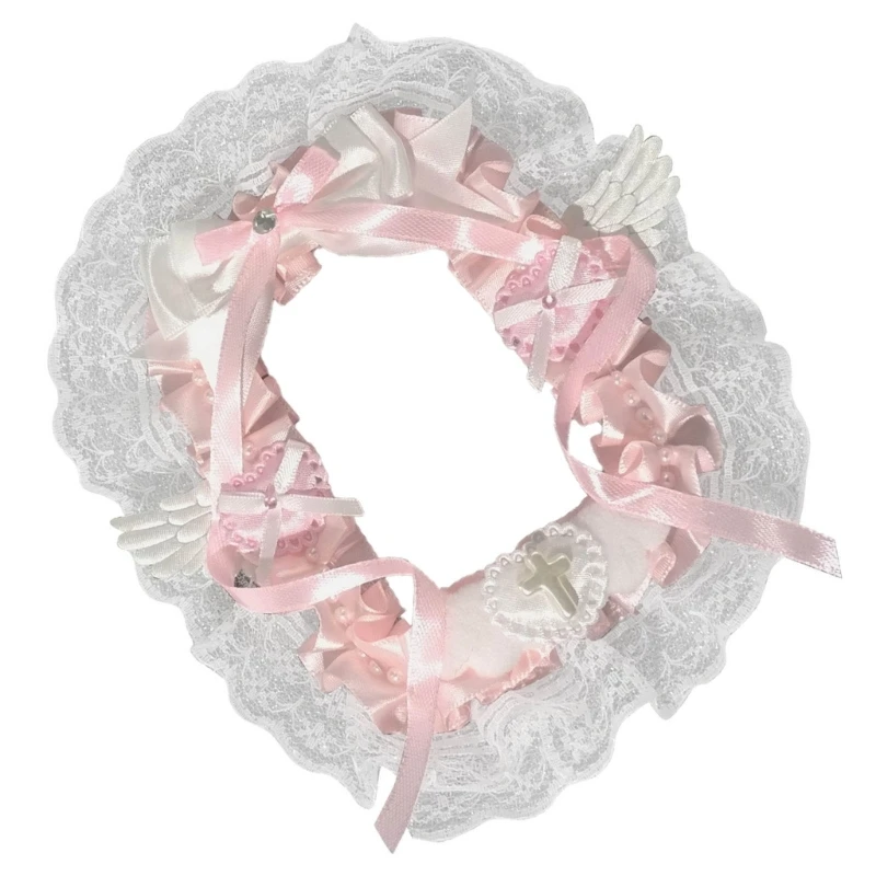 Ruy băng ren Cánh thiên thần Xù ren trang trí Photocard Chủ với chuỗi đính cườm