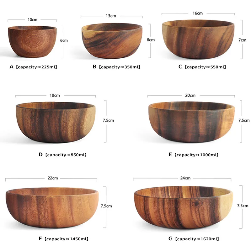 Japanese Retro  Wood Bowl Solid Wood Basin Super Large Washbasin Wooden Salad Bowl Lamian Noodles Bowl Fruit Bowl Dry Food Shall