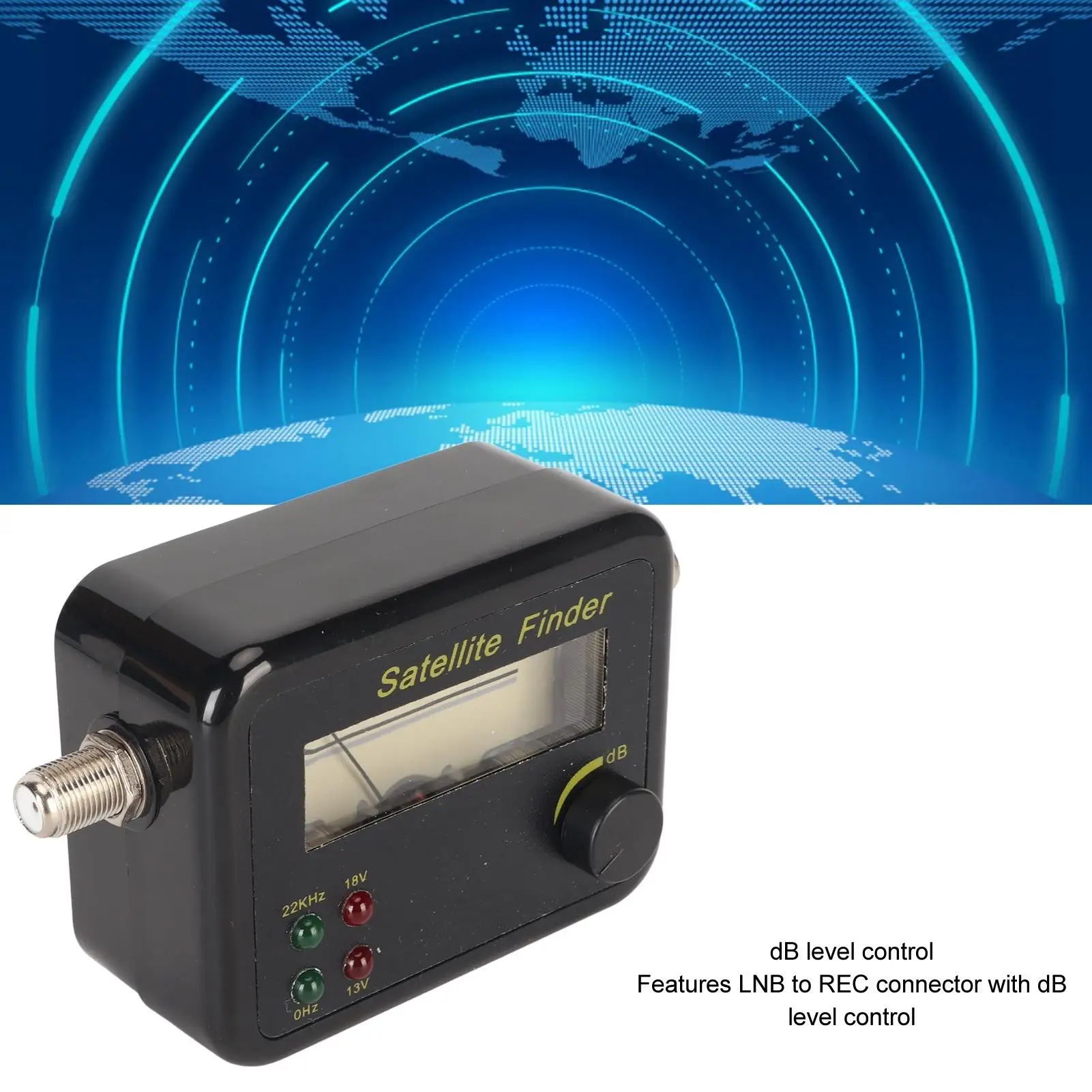 Portable C Ku Band Satellite Finder - Digital DB Level Control with LNB to REC Connector for Accurate Signal for detection