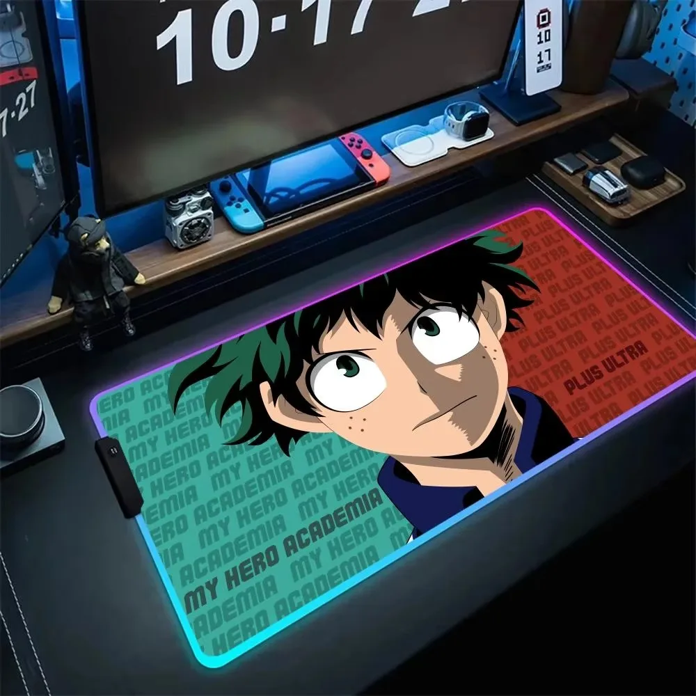 M_my H_hero A_academia Mouse Pad RGB Artisa Mousepads Teclado Mouse High Definition Printing Pad Card Playmat LED  Mouse Mat