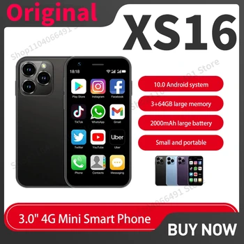 XS16 미니 스마트폰, 3.0 인치, 4G LTE, 3GB RAM, 64GB ROM, 안드로이드 10.0, 쿼드 코어, 2000mAh, C타입 듀얼 SIM 대기 소형 휴대폰, 신제품