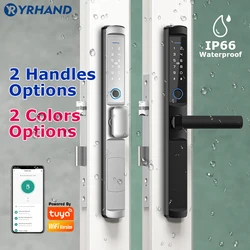 TUYA APP Waterproof Smart Fingerprint Password Card Door Lock Bridge-Cut Aluminum Alloy For Outdoor Pull Push Sliding Door