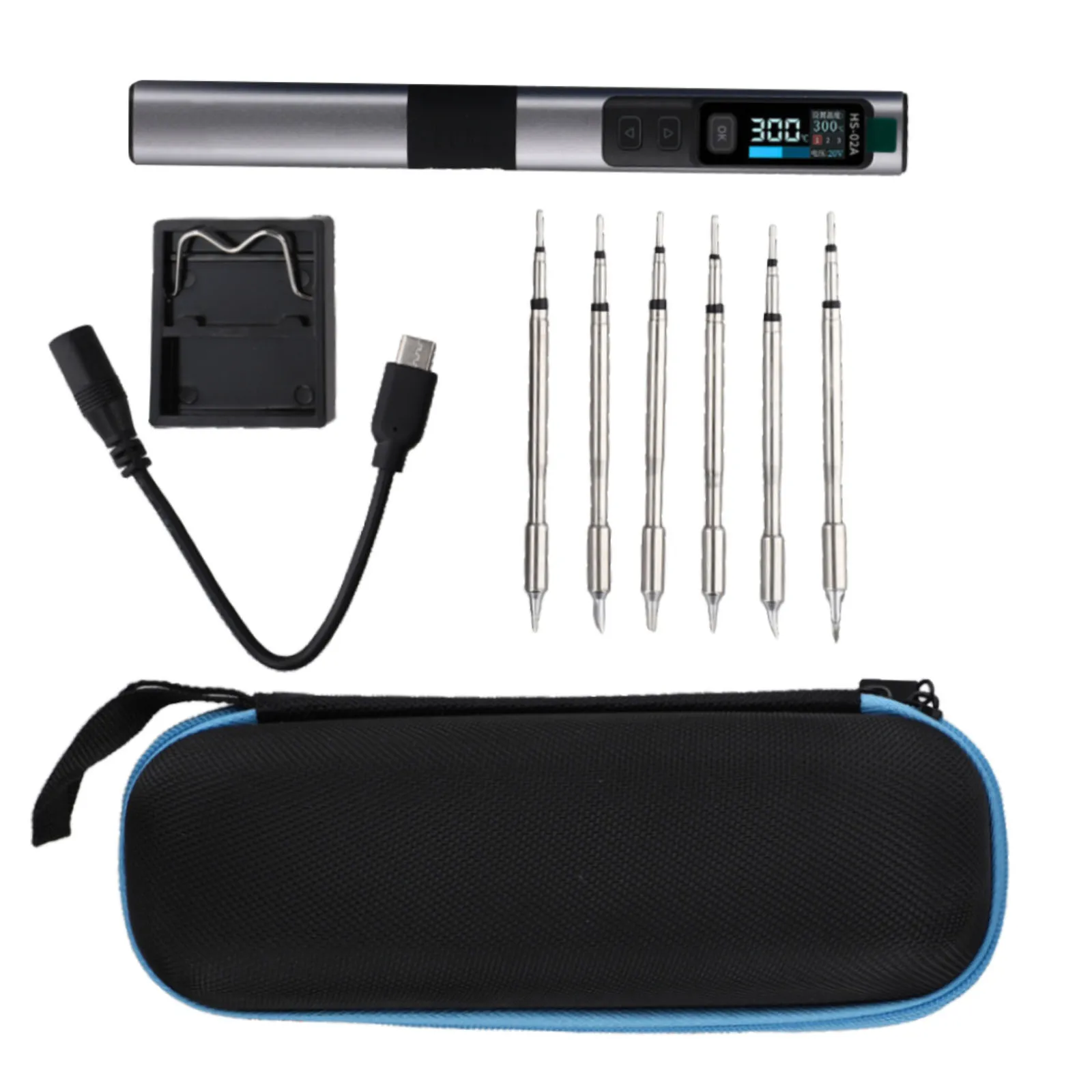 1set HS-02 Smart Electric Soldering Iron 100-450℃ Temp Adjustable PD 100W Portable Welding Rework Station Solding Irons Kit Tool