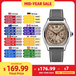 FARASUTE 36mm Luxury Retro Men Quartz Watch VH64 Movement Stainless Steel Sports Fashion Sapphire Glass Waterproof Watch Relogio