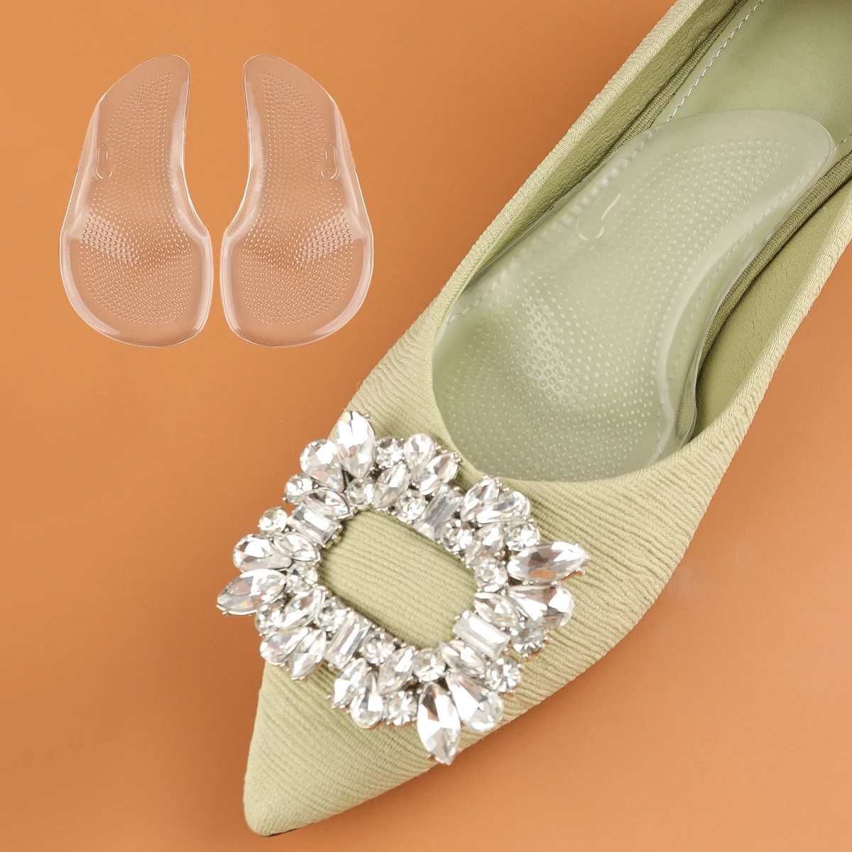 Bogen Unterstützung Einlegesohlen Plattfüße transparent Männer und Frauen Bogen Stoß dämpfung Schmerz linderung Massage High-Heel Einlegesohlen halbe Größe p – Detail 6