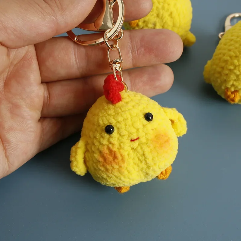 

Cute Mini Chick Doll Keychain Cartoon Chick Crochet Keychains For Car Keys Accessories Knitting Animal Doll Keyrings Wholeslae