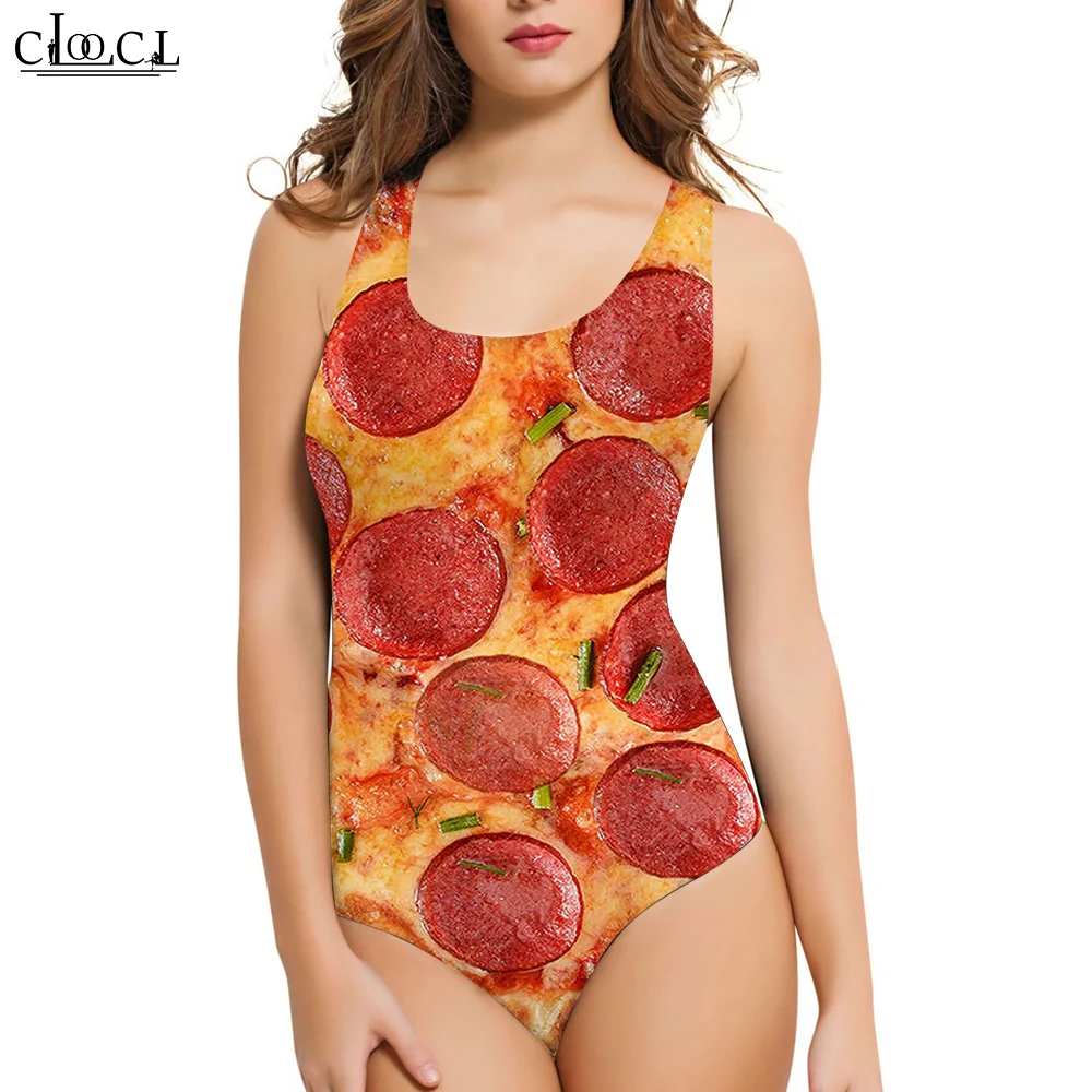 CLOOCL Fashion Ladies Sleeveless Swimsuit Gourmet Pizza 3D One-Piece Swimwear Casual Summer Women Bathing Suit Drop Shipping