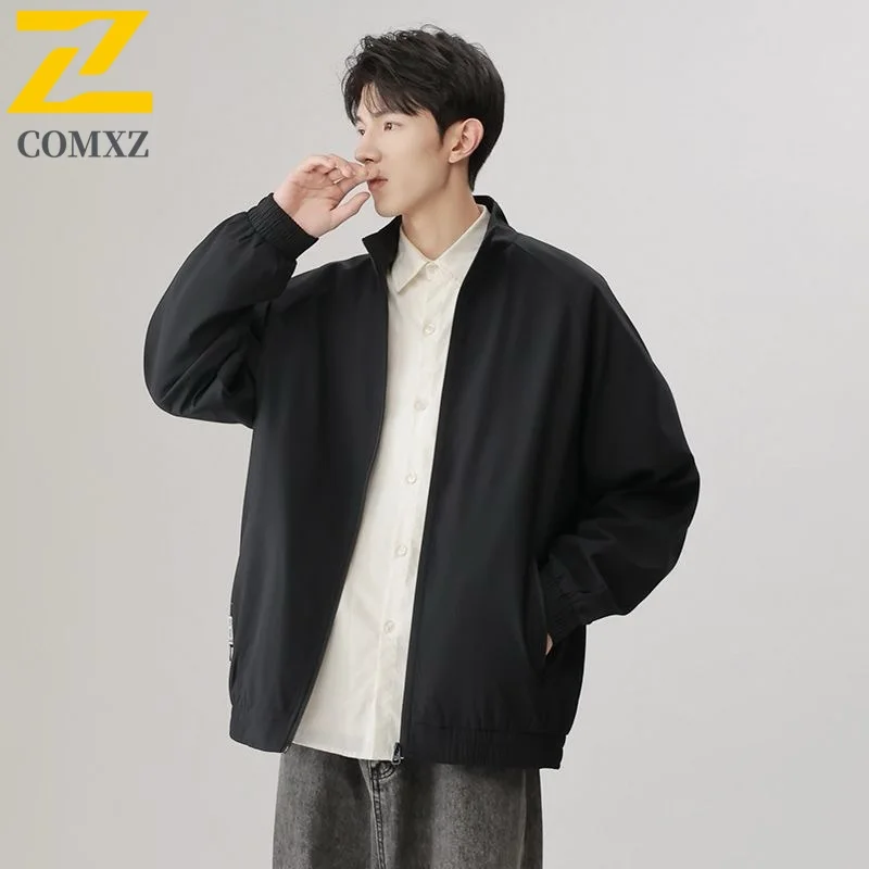 

COMXZ Outdoor Cycling Men Jacket Casual Baseball Collar Comfortable Motorcycle Coats Leisure Travel Windproof Autumn Coat