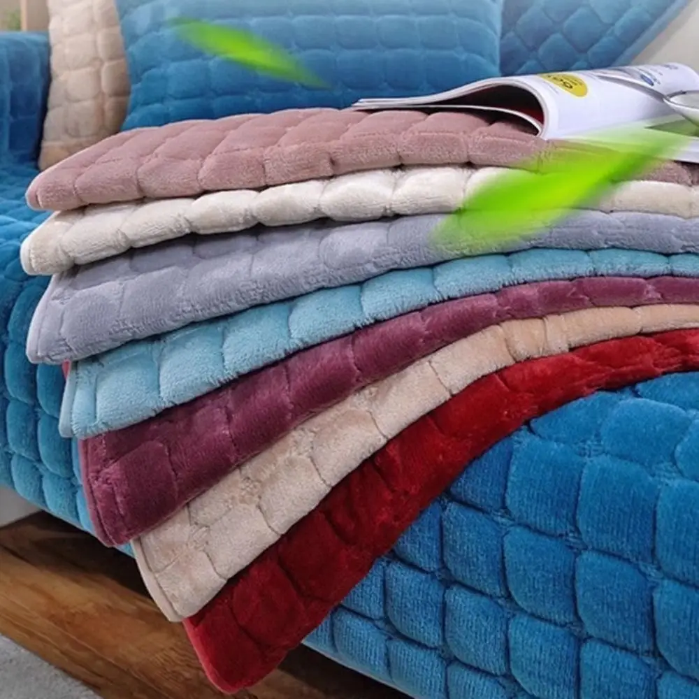 New Check Pattern Quilted Sofa Cover Solid Color Anti-Slip Sofa Seat Mat Thickened Soft Couch Slipcover Home Decor