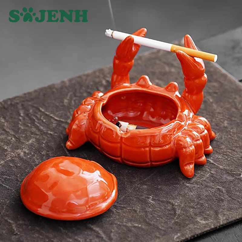 1szt Urocza popielniczka krabowa z pokrywką Popielniczka ceramiczna Popielniczka na cygara Ozdoby do salonu Dekoracja domu Prezent artystyczny