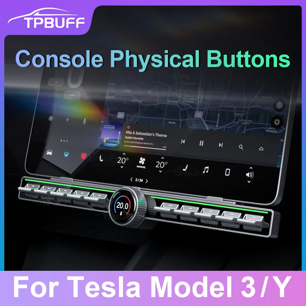 Manopola del pulsante di controllo fisico per i pulsanti multifunzione dello schermo centrale Tesla Model 3 Y con Display LCD rotante 2024 Highland