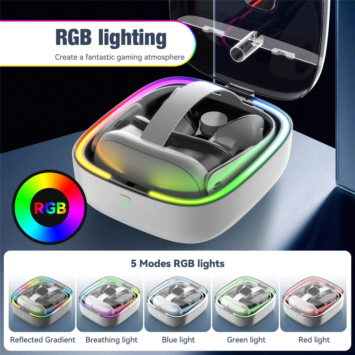 RISE JYS для Meta quest3 VR, ручки для очков, контакты, квадратная зарядная база с RGB-подсветкой и комплектом аккумуляторов, аксессуары VR