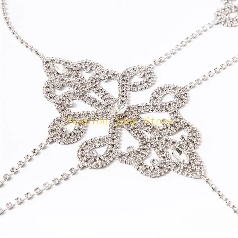 N5KA المرأة الجسم البطن سلسلة فضية الصدرية مجوهرات مثير قلادة بيكيني لحفلة الشاطئ #2