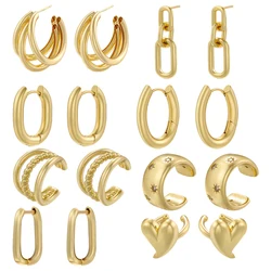 ZHUKOU Heart shape Ear cuffs stars Chunky ear clips smooth Gold color small hoop earrings for women Jewelry wholesale VE1071