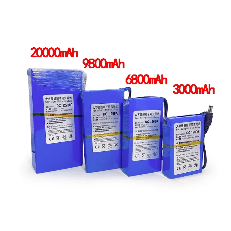 12V Battery Charge Protective DC 12V 20000mAh Lithium Polymer Super Rechargeable Battery Backup Li-ion 12V Battery Pack