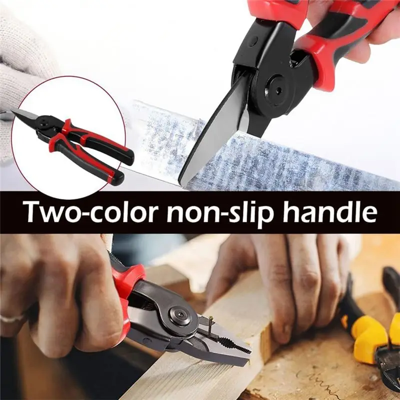 ABKW-Combination Interchangeable Pliers Set Black & Silver & Red Metal+Plastic Multifunctional Interchangeable Pliers Set
