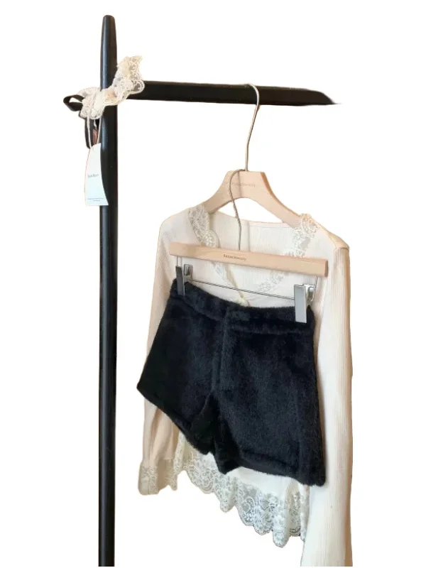 プラスサイズ ティエンエド ふわふわ ワイドレッグ パンツ レディース 秋冬 ハイウエスト Aライン 着痩せ ベースレイヤー ブーツパンツ